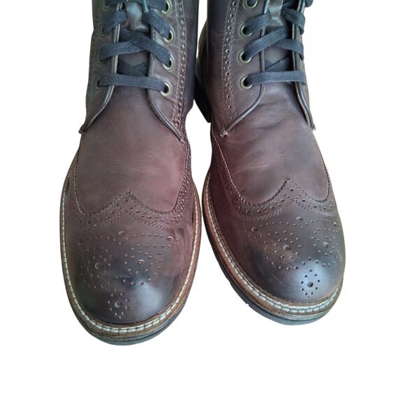 John Varvatos Mens size 13M Leather Brogue Lace-Up Wingtip Casual Preppy Boots - Picture 6 of 13